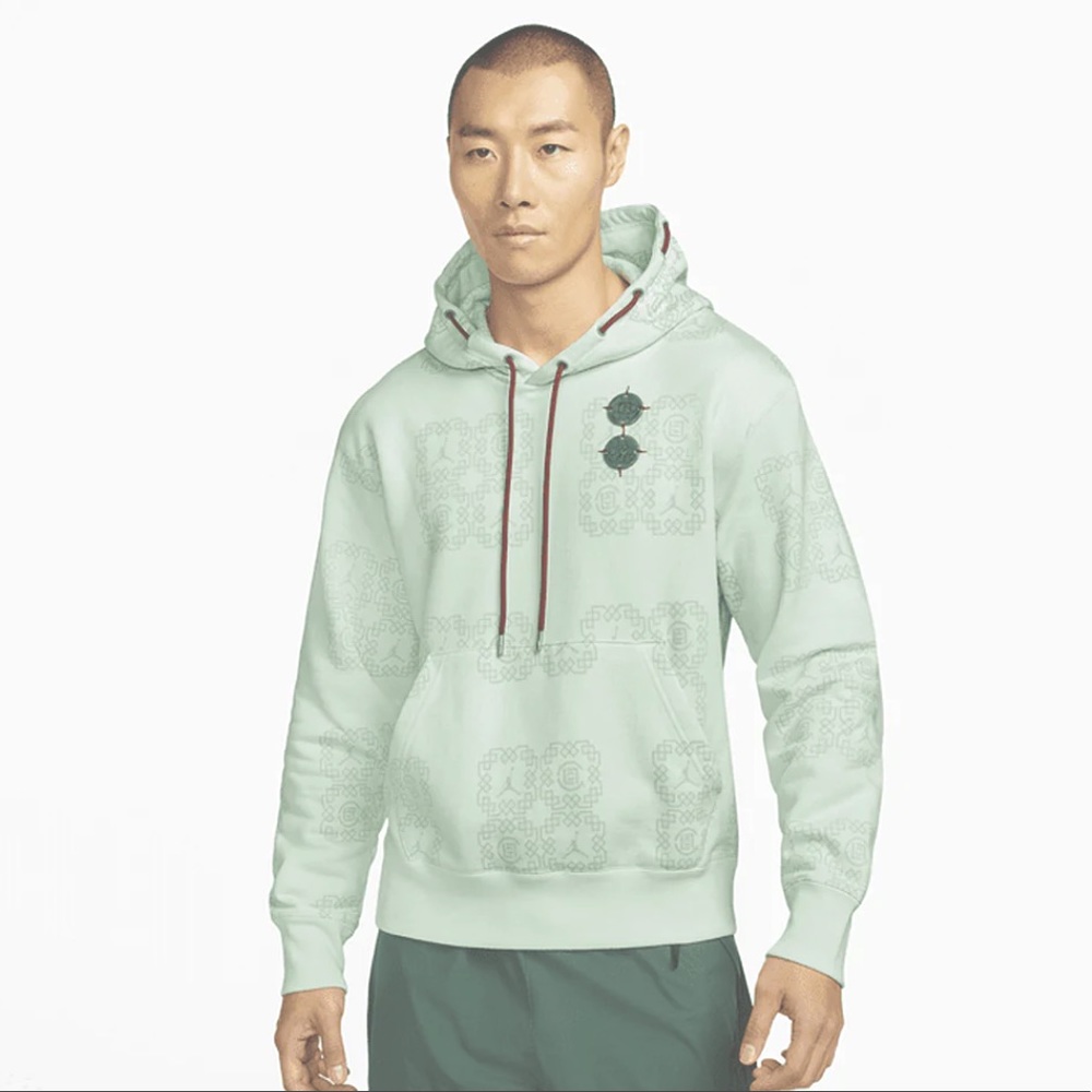 JORDAN X CLOT all over print  FLEECE HOODIE|size Large|Jade - Picture 2 of 5